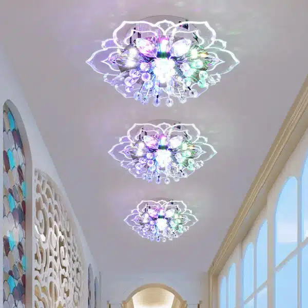 Plafón LED con pétalos de cristal multicolor 1 36