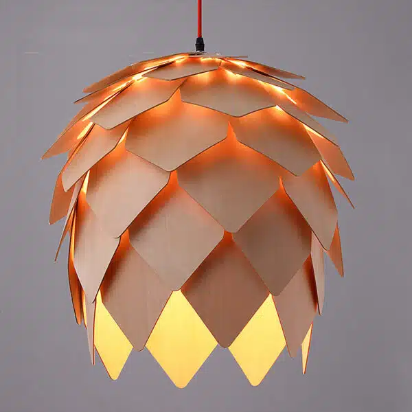 Lampes suspendue en bois en forme de pomme de pin 10336 8ygfet