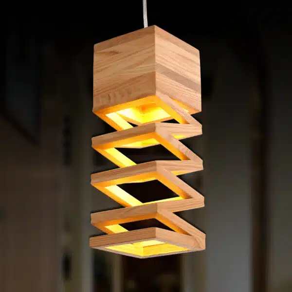 Lampe suspendue en bois au design origami moderne 10369 wgzxcj