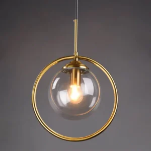 Lampe Led suspendue en fer doré au design contemporain
