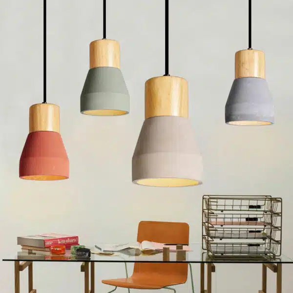 Lampe colorée suspendue minimaliste en bois 1105 zk6dll