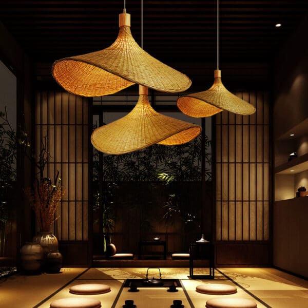 Lampe suspendue en bois bambou 6607 ahgtpg