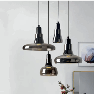 Plafonnier suspendu gris en verre foncé