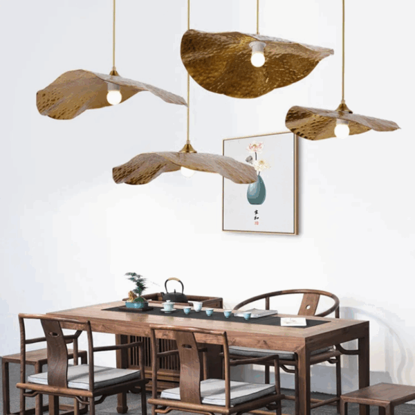 Plafonnier suspendu en cuivre en forme de feuille de Lotus 66cm 2024 11 26T161902.418