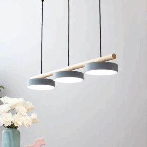 Plafonnier rond à lumière LED en bois massif