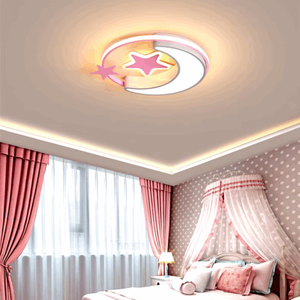 Plafonnier Led en forme de lune et d'étoile 66cm 37