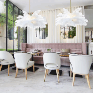 Plafonnier pour salon blanc en plume LED