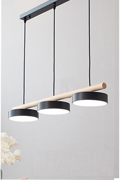 Round ceiling light with LED in solid wood Black 8197 aa1b61