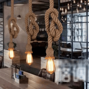 Lampe suspendue Vintage en forme de corde de chanvre