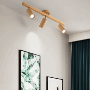 Plafonnier 3 spots en bois flotté – spots orientables élégants