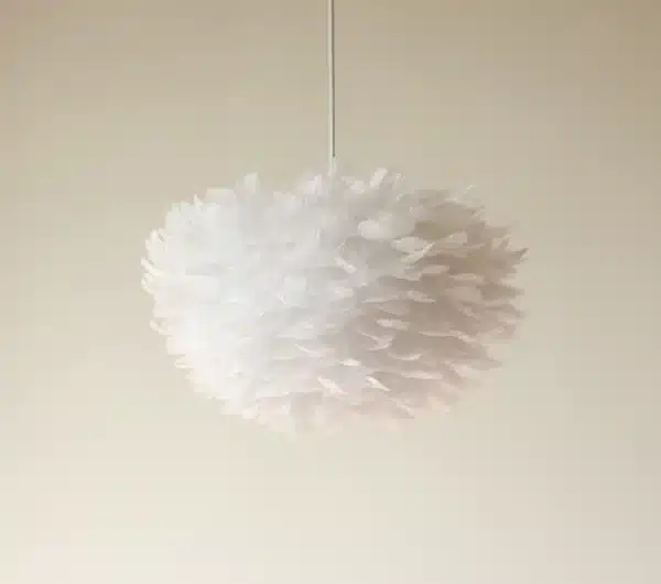 Rounded white feather ceiling light H987e8c