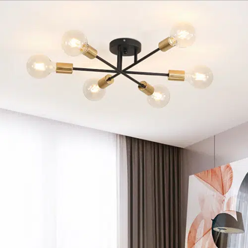 Modern LED ceiling lights in black and gold industrial iron Plafonnier NoirETOR