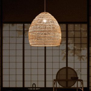 Lampe suspendue vintage en Rotin faite à la main