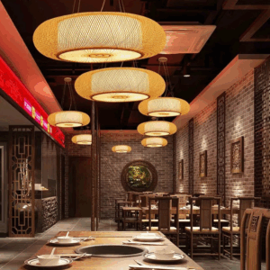 Plafonnier suspendu en bambou arrondi