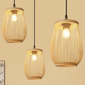 Plafonnier naturel suspendue style cage à oiseaux