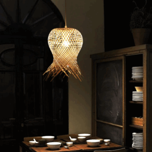 Plafonnier naturel en osier tressé