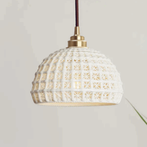 Lampe suspendue rétro en verre blanc