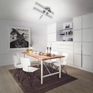 Plafonnier LED Blanc en Cristal - Modèle à 3 Lampes Croisée