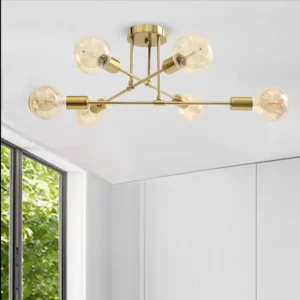 Plafonnier LED doré au design nordique