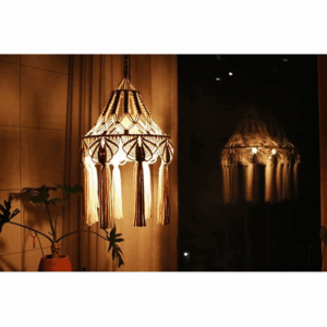 Plafonnier suspendu en macramé avec abat-jour