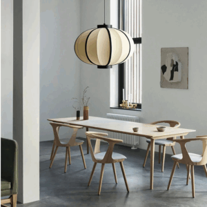 Plafonnier en tissu noir et blanc style japonais