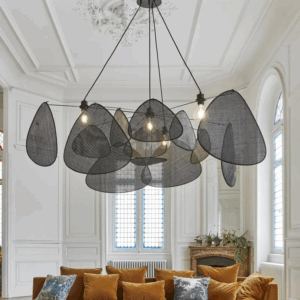 Plafonnier rétro en bambou noir