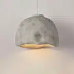 Plafonnier wabi-sabi, à LED, design moderne, au nombre de deux, gris, au-dessus d'une table à manger