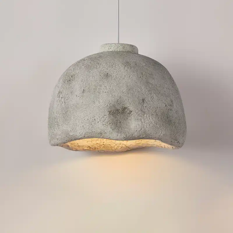 Plafonnier wabi-sabi, à LED, design moderne, au nombre de deux, gris, au-dessus d'une table à manger
