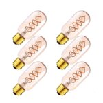 Lot de 6 ampoules LED tubulaires modernes à filament spiralé T45 3W E27 220V variable sur fond blanc