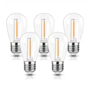 Lot de cinq ampoules LED en plastique E27 S14 2W blanc chaud sur fond blanc