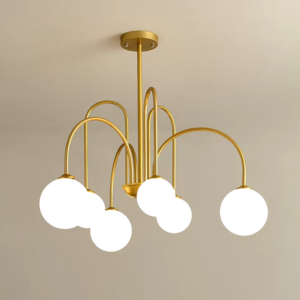 Plafonnier doré en verre