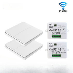 Lot de 2 interrupteurs sans fils double pour maison intelligente carré de couleur blanc