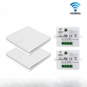 Lot de 2 interrupteurs sans fils double pour maison intelligente carré de couleur blanc