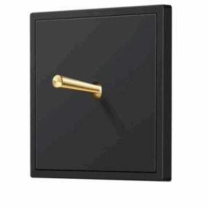 Interrupteur mural design à bascule en plastique sur fond blanc