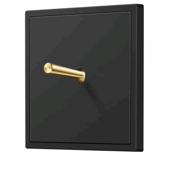 Interrupteur mural design à bascule en plastique sur fond blanc