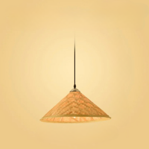 Plafonnier naturel LED en bambou de style traditionnel sur fond beige