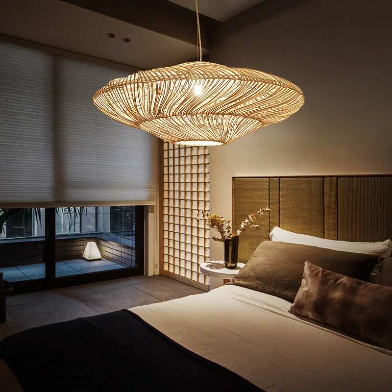 A propos plafonnier naturel suspendu led style retro bambou 03