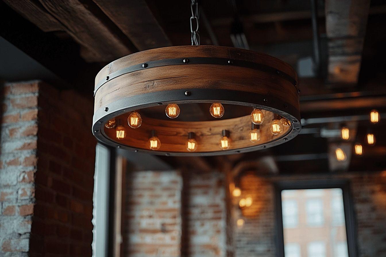 Plafonnier industriel en bois et métal : alliance parfaite de style et fonctionnalité pour votre intérieur