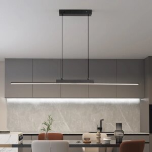 Suspension LED linéaire noire – Luminaire moderne pour cuisine et salle à manger